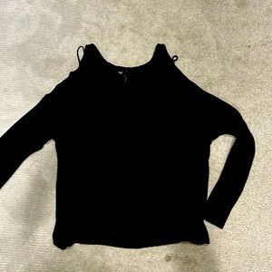 MAJE Cotton blend soft lightweight open sexy sleeve top black sz1